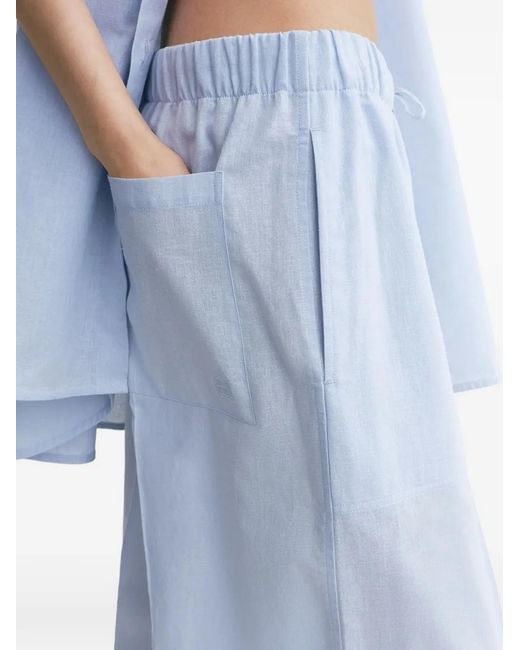 Totême Blue Linen And Cotton Blend Trousers