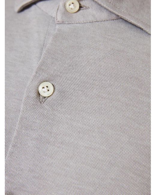 Sonrisa Gray Piqué-Weave Long-Sleeve Shirt for men