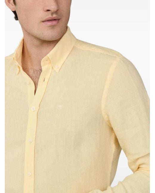 Hackett Blue Brompton Button-Down Linen Shirt for men