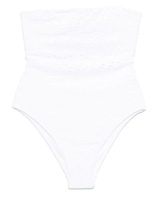 Mc2 Saint Barth White Badeanzug Mit Lochstickerei