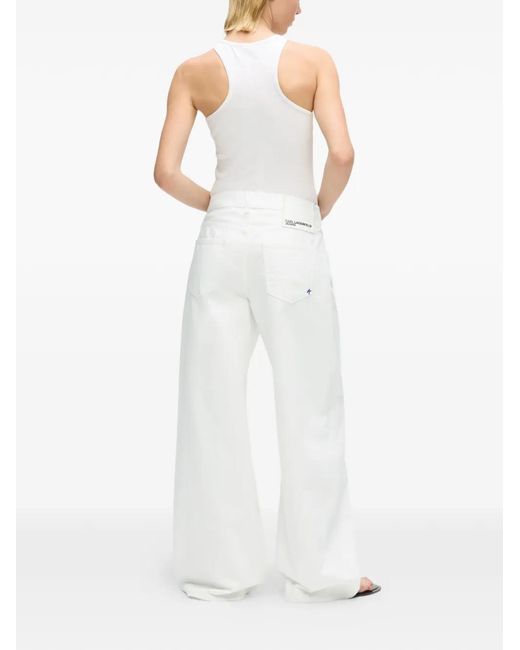 Karl Lagerfeld White Logo-Patch Jeans
