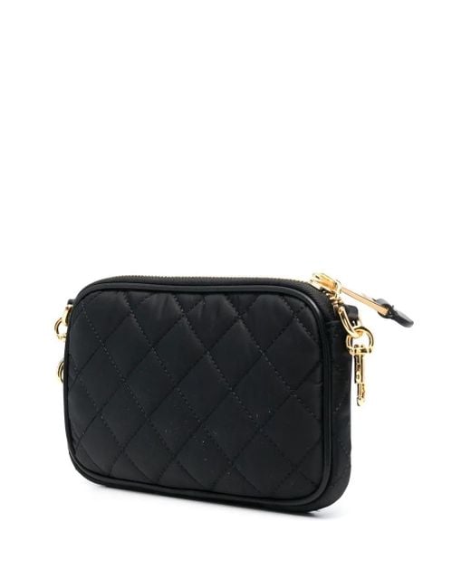 Borsa A Spalla Trapuntata Con Applicazione di Moschino in Black