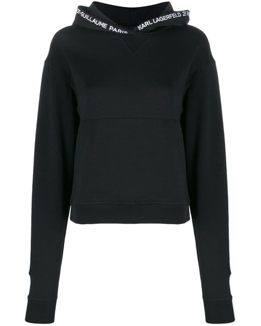 Karl Lagerfeld Black Embroidered Logo Hoodie