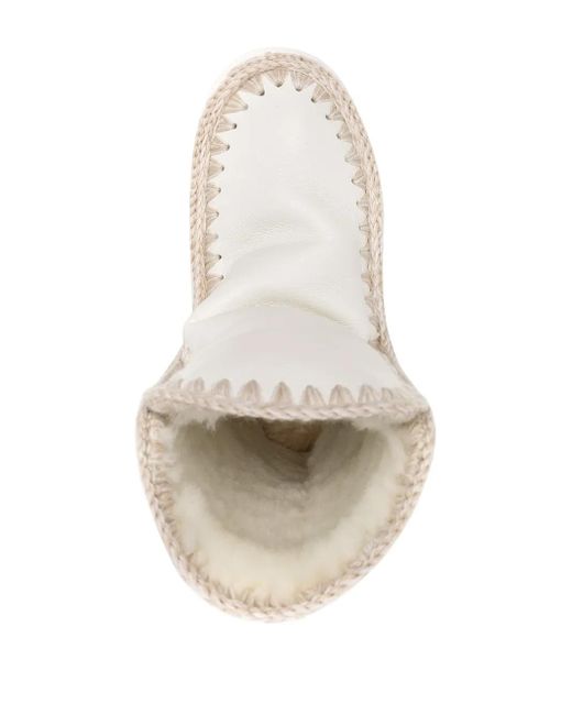 Mou White Embellished Logo Snow Boots