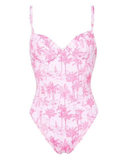 Mc2 Saint Barth Pink Margaret Beach-print Swimsuit