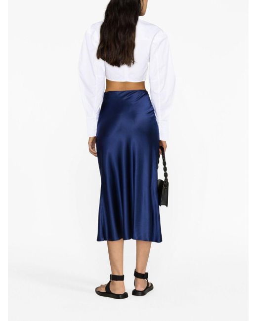 MANURI Blue Patricia Silk Skirt