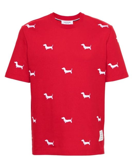 【送料&関税込】Thom Browne Dog-embroidered Crewneck T-shirt Thom Browne dog-embroidered Cotton T-shirt | White | FARFETCH PH