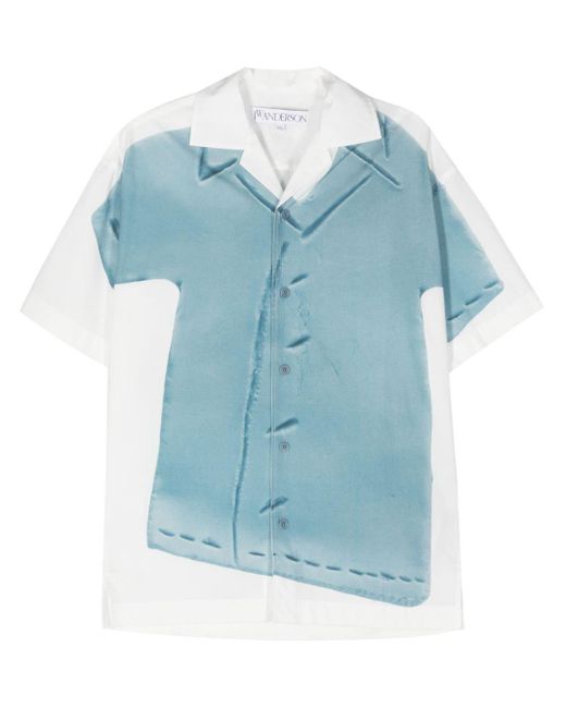 J.W. Anderson Blue Trompe L'oeil-print Cotton Shirt for men