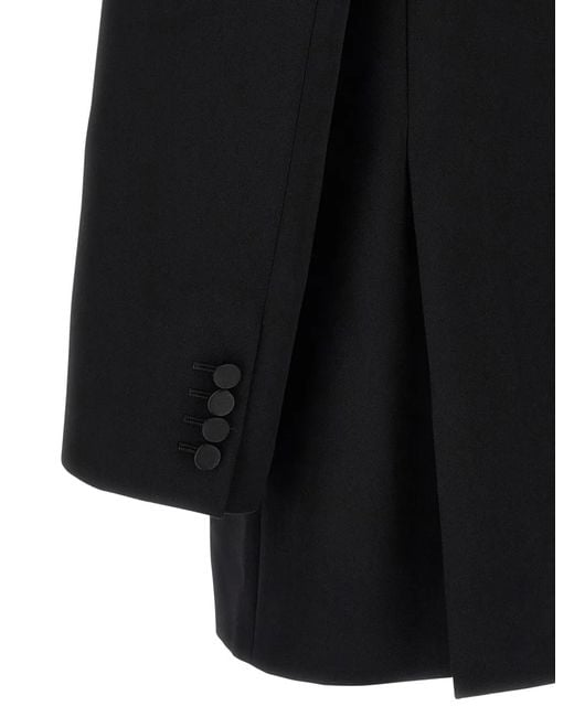 Saint Laurent Black Peak-Lapel Single-Breasted Blazer for men