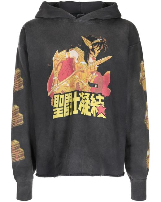 SAINT Mxxxxxx Gray Graphic-Print Cotton Hoodie