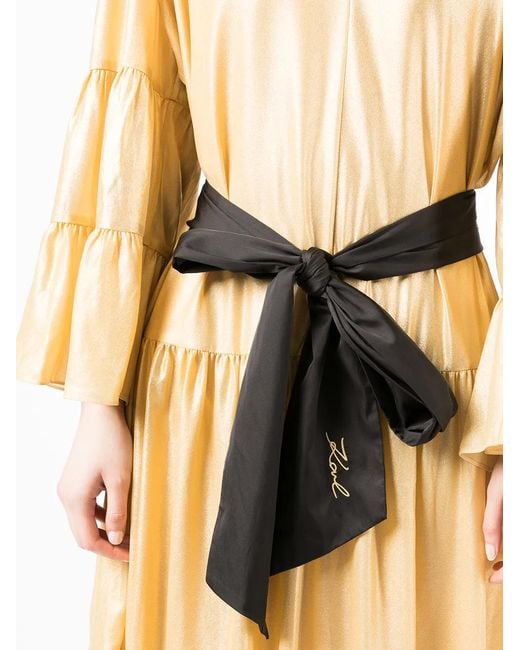 Karl Lagerfeld Metallic Tied-Waist Dress