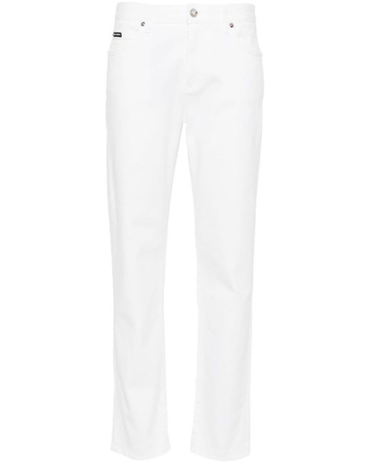 Dolce & Gabbana White Halbhohe Tapered-Jeans