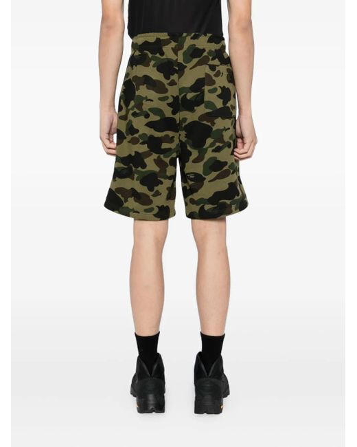 A Bathing Ape Green 1St Camo Shark Track Shorts for men