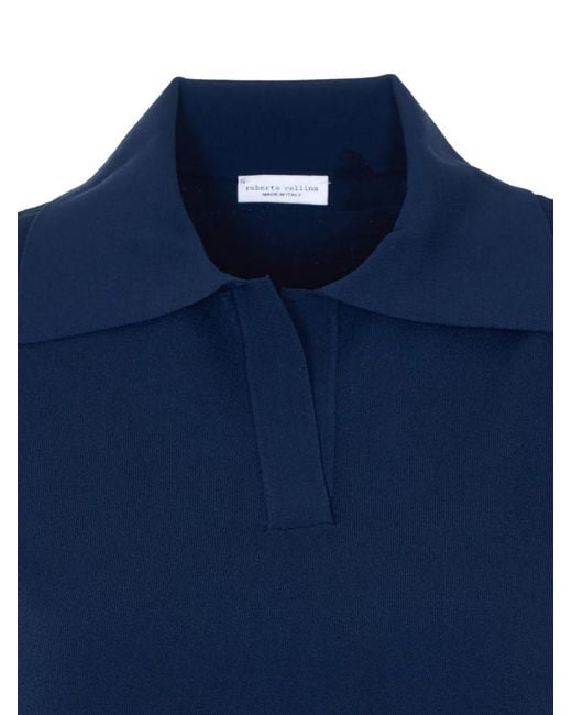Roberto Collina Blue Polo-Collar T-Shirt