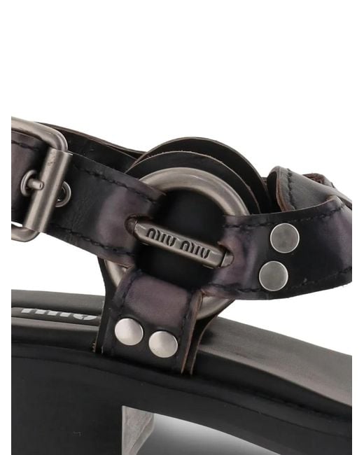 Miu Miu Black Leather Sandals
