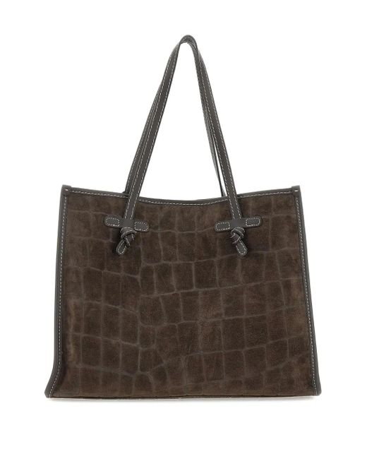 MARCELLA CLUB Brown Crocodile-effect Tote Bag