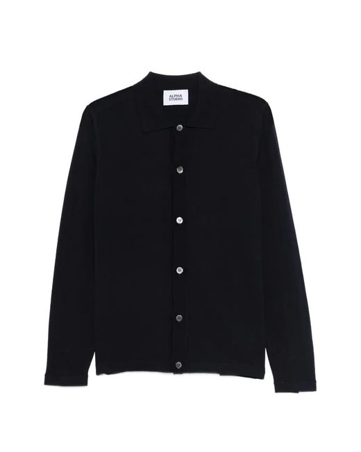 Alpha Studio Black Pull À Boutonnière for men
