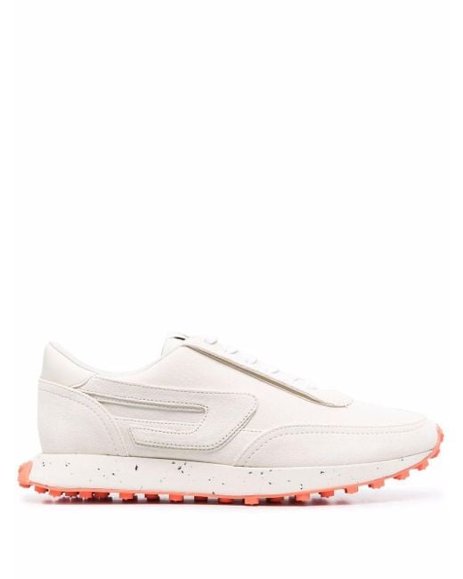 DIESEL Tonal Leather Sneakers in White | Lyst