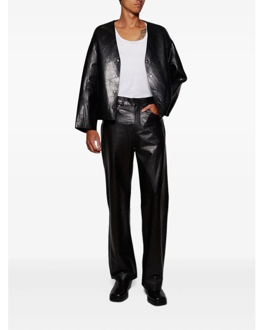 Entire studios V-Neck Leather Jacket in Black for Men | Lyst