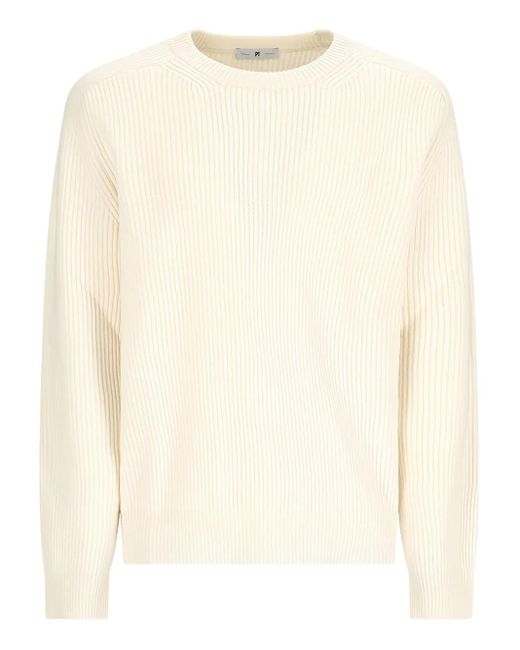 メンズ PT Torino リブニット セーター Natural