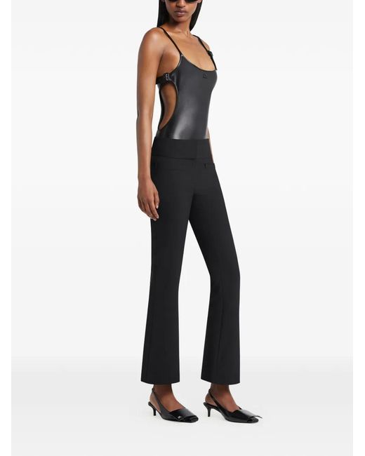 Courreges Black Buckle-Detail Cut-Out Swimsuit
