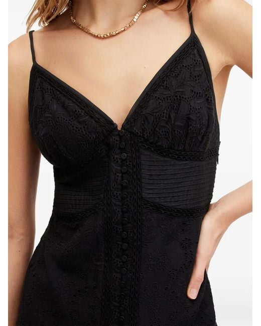 Robe Mi-Longue Dhalia À Col V AllSaints en coloris Black