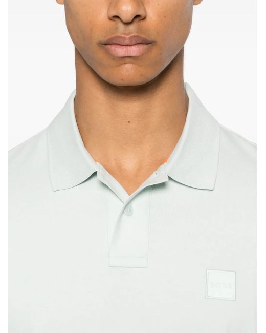 Boss White Cotton Polo Shirt for men
