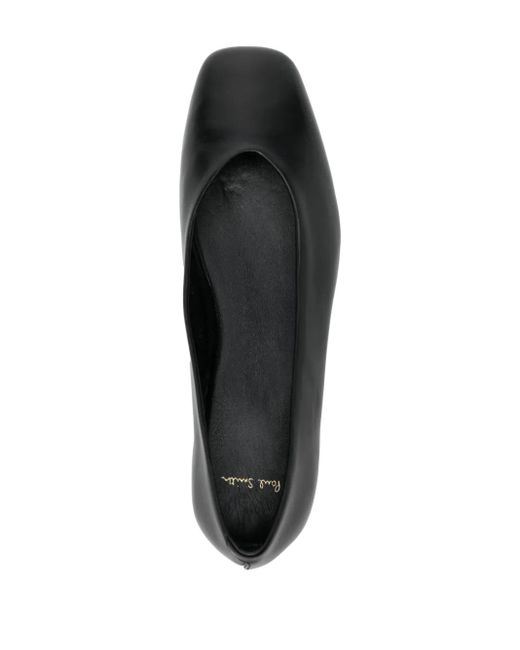 Paul Smith Black Square-Toe Leather Ballet Flats