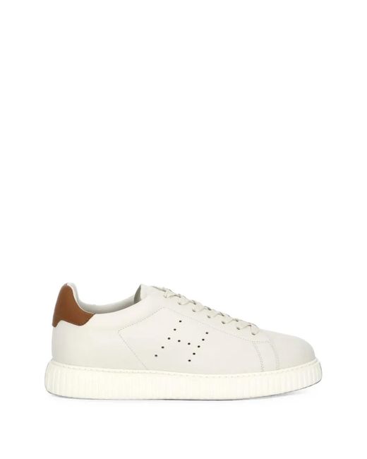 Hogan White H-Stripes Perforated Sneakers for men