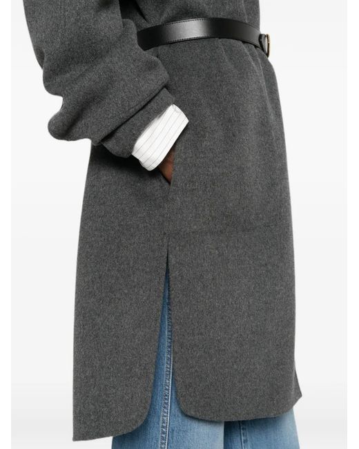 Max Mara Gray Long-Sleeve Button-Fastening Coat