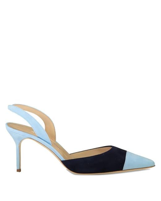 Manolo Blahnik Blue 70Mm Capsli Slingback Pumps