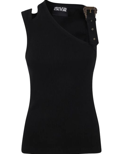 Versace Jeans Couture Black Baroque Buckle Tank Top