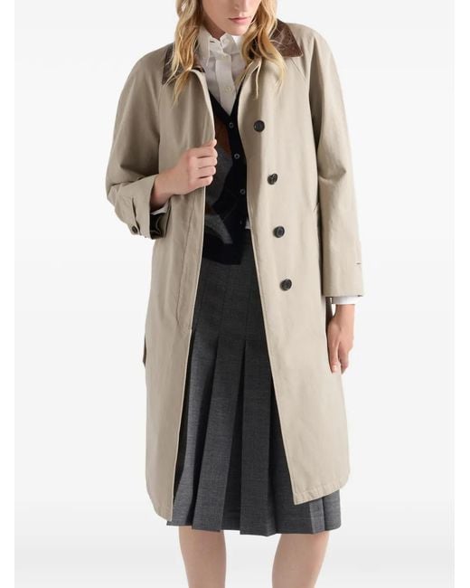Prada Natural Single-Breasted Old Poplin Coat