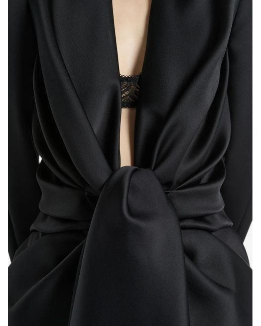 Balmain Black Satin Crepe Jacket With Tie Detail