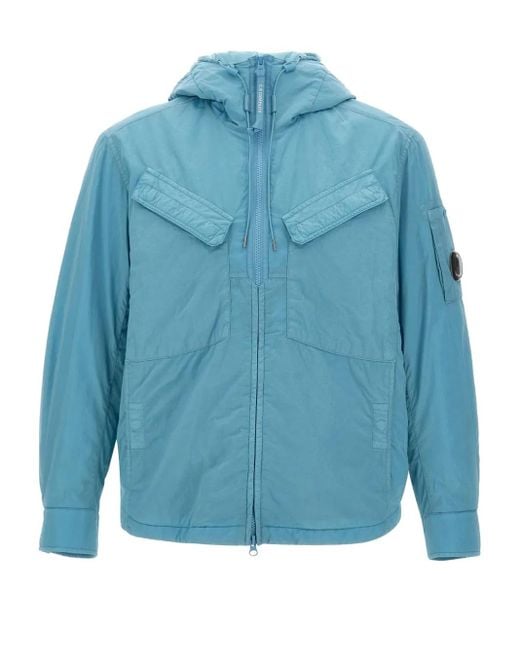 C P Company Blue Drawstring-Hood Jacket for men