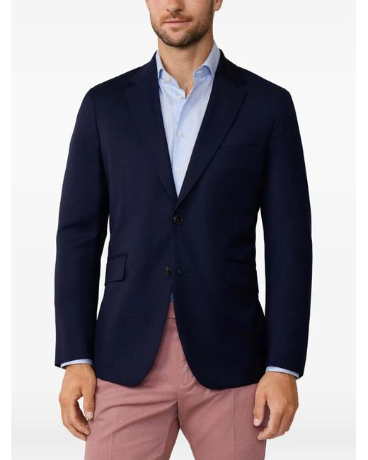 Hackett Blue Wool Hopsack Blazer for men