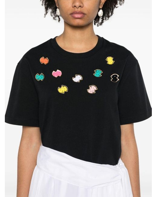 Patou Black Motif-embroidered Cotton T-shirt
