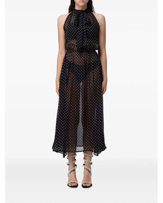 CRI.DA Black Taormina Polka-Dot Midi Dress