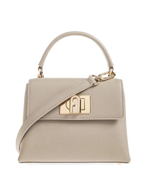 Furla Natural Mini 1927 Logo-Plaque Leather Tote Bag