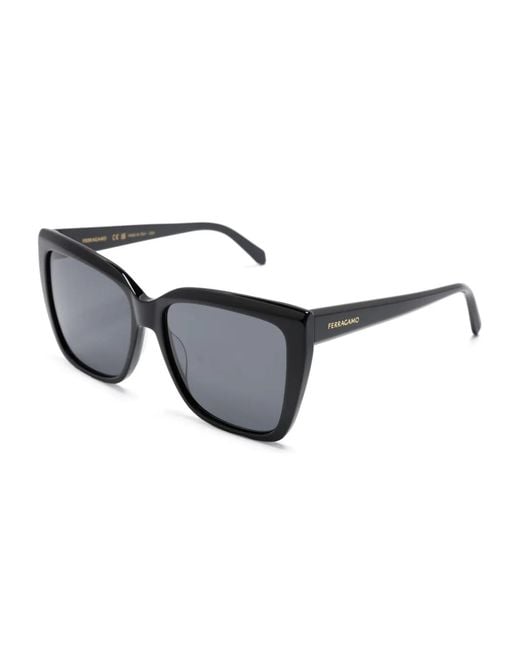 Ferragamo Eyewear Black Oversize-Frame Sunglasses
