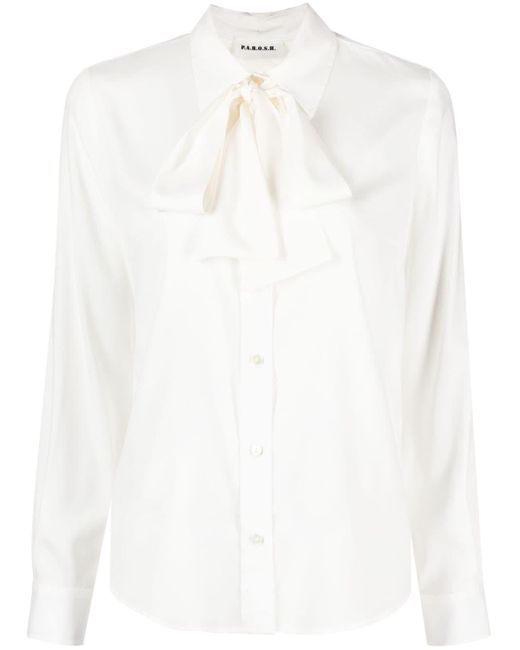 Camisa con lazo en el cuello P.A.R.O.S.H. de color White