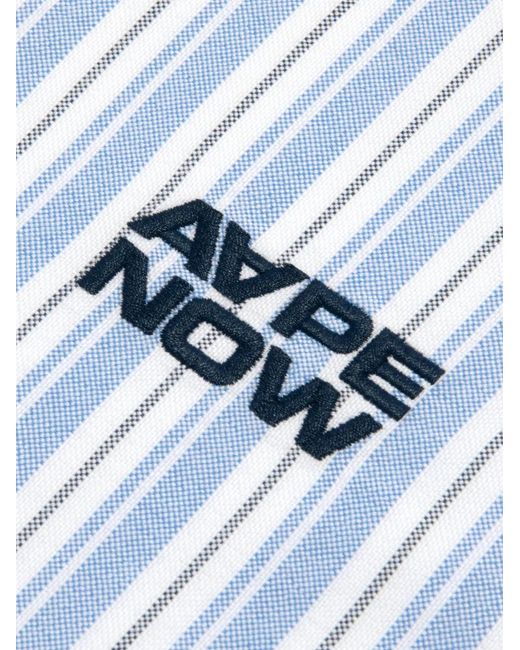 Aape By A Bathing Ape Blue Striped Cotton Shirt for men