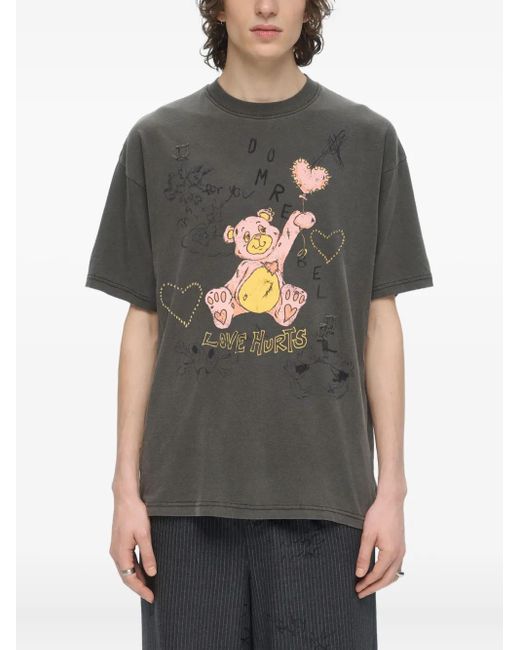 DOMREBEL Black Teddy Bear-Print T-Shirt for men