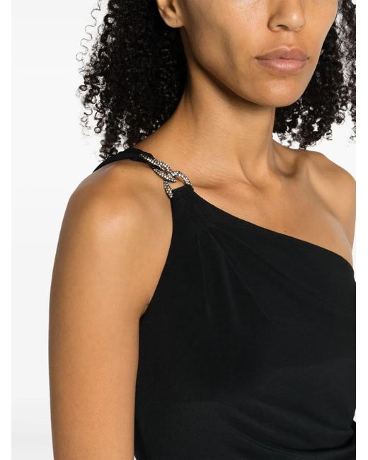 Ralph Lauren Black One-Shoulder Midi Dress