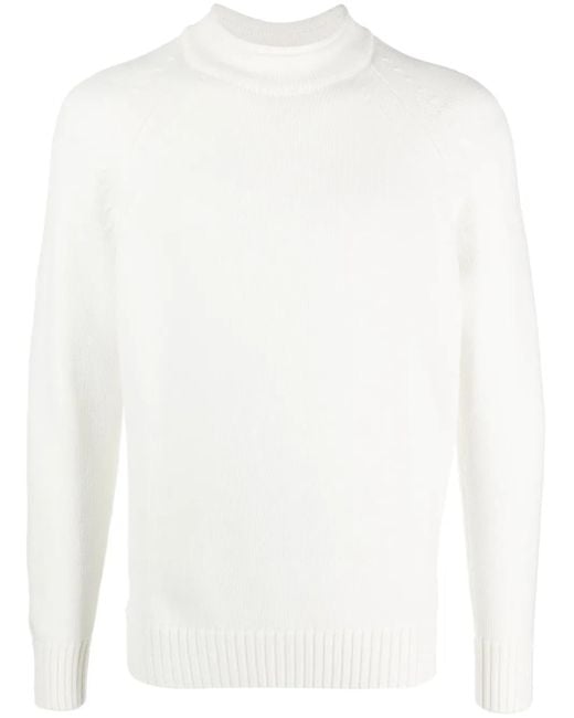 Zanone White Mock-Neck Fine-Knit Jumper for men