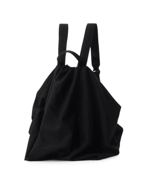 Yohji Yamamoto Black Draped Wool Backpack