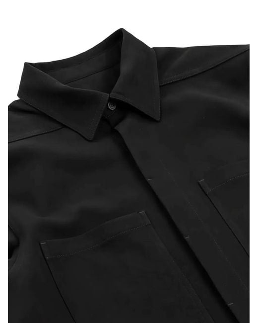 Rick Owens Black Work Patch-Pocket Shirt for men