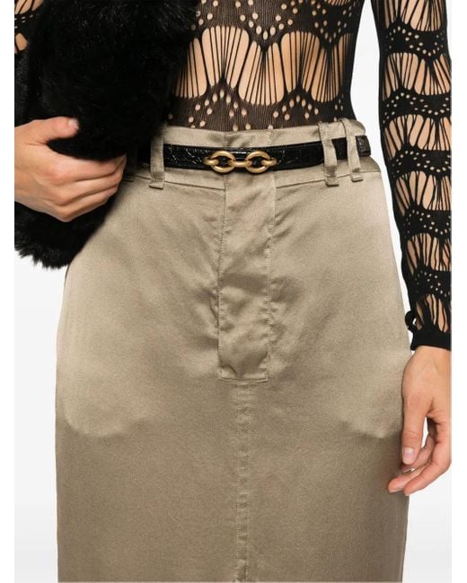 Saint Laurent Natural Silk Pencil Skirt