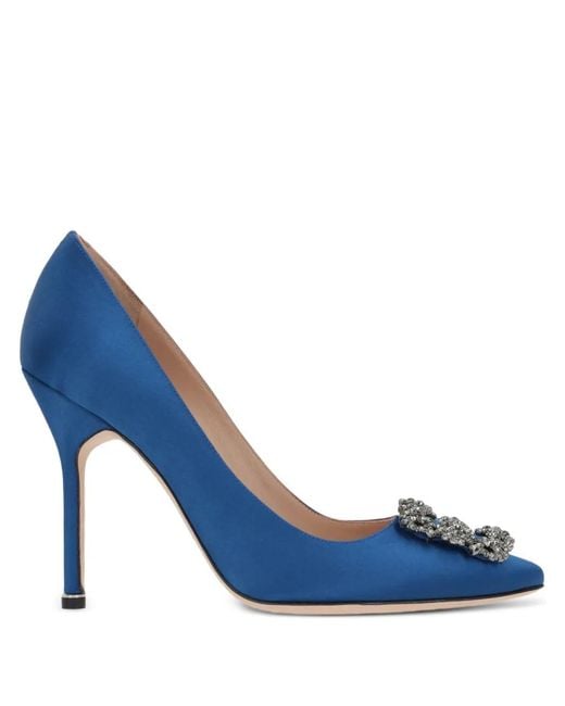 Manolo Blahnik Blue Hangisi 105Mm Appliqué Pumps