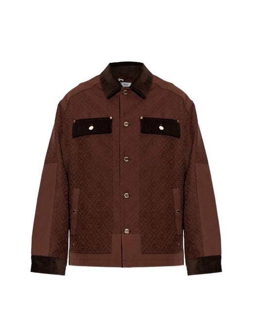 Casablanca Brown Monogram Corduroy-Trim Shirt Jacket for men